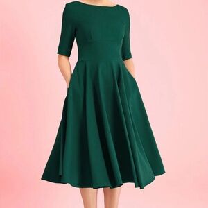 Forest Green Hepburn Swing Dress